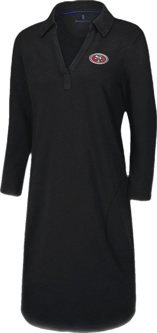 Women's Black San Francisco 49ers Ashby Isles Three-Quarter Length Sleeve Pullover Jersey Dress