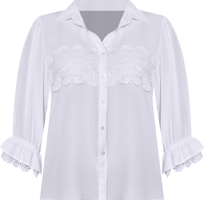 NY Collection Plus Size 3/4 Sleeve Blouse With Lace Details Top