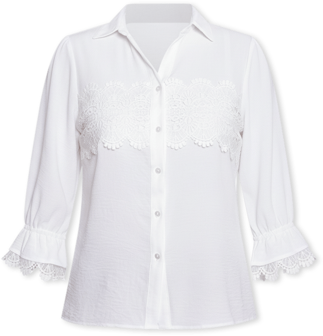 Petite 3/4 Sleeve Top with Lace Details