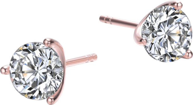 Elegant 3-Prong Martini Solitaire Stud Earrings