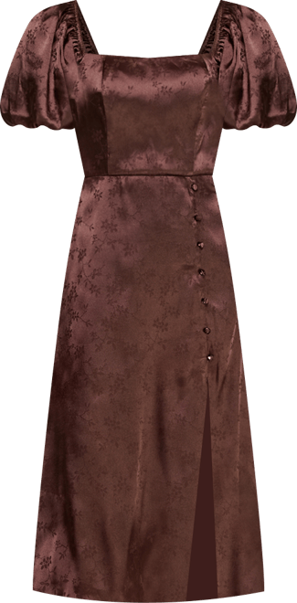 Juniors' Puff Sleeve Button Down Midi Dress