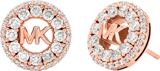 Cubic Zirconia Logo Stud Earrings