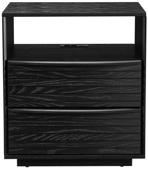 Casainc Nightstand with Charging Station & Outlet Hole & 2 Solid Wood Drawers