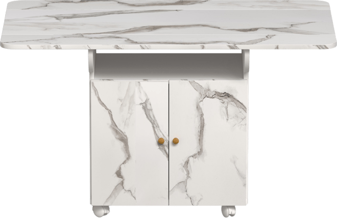 Casainc 47" Folding Dining Table with Storage Rack, Cabinet and Lockable Wheels