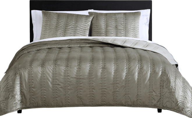 Closeout!  Linear Stitch Velvet 3-Pc. Quilt Set, King