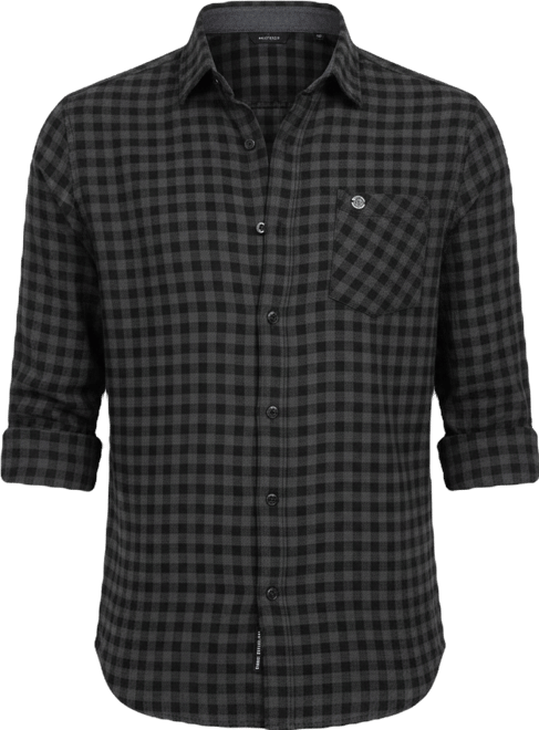 Men's Charcoal Grey Gingham Shirt