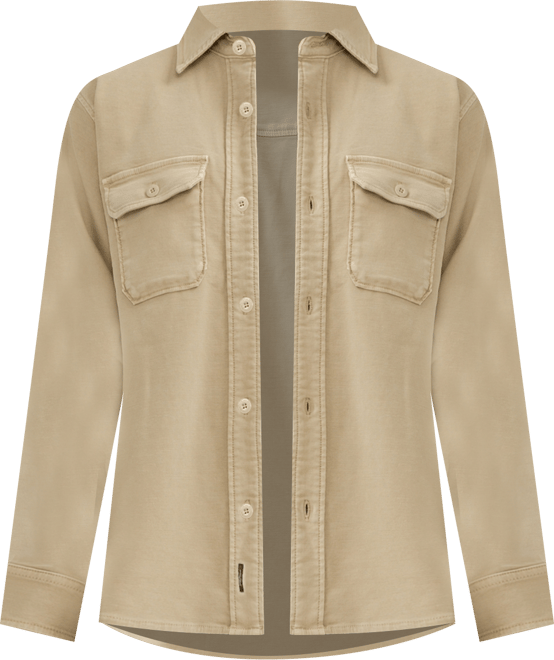 Men's Button Up Knit Flex Shirt Jacket