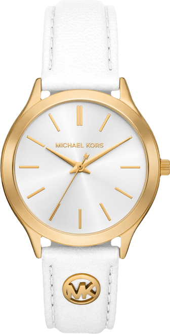 Women's Slim Runway Three-Hand White Leather Watch 38mm