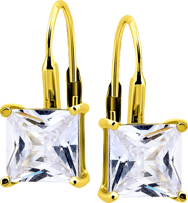 Cubic Zirconia Square Leverback Drop Earrings in 18k Gold-Plated Sterling Silver, Macy's Exclusive