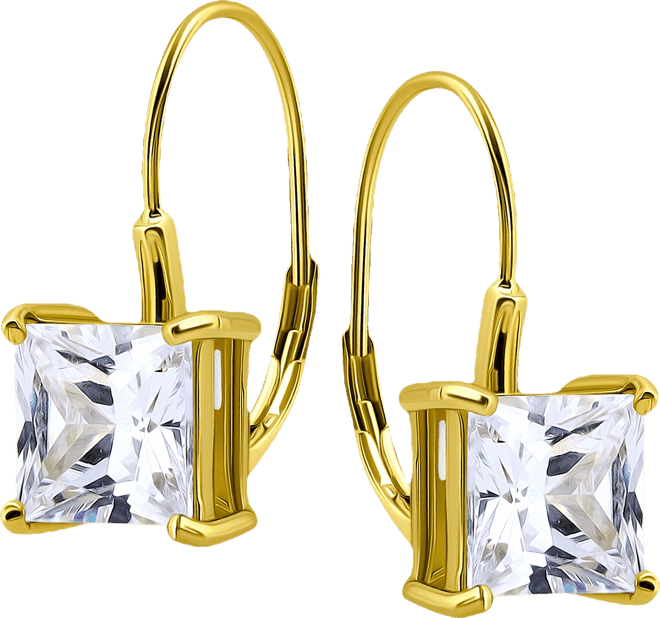 Cubic Zirconia Square Leverback Drop Earrings in 18k Gold-Plated Sterling Silver, Macy's Exclusive