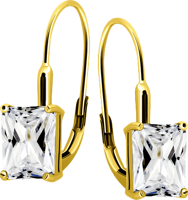 Cubic Zirconia Octagon Leverback Drop Earrings in 18k Gold-Plated Sterling Silver, Macy's Exclusive