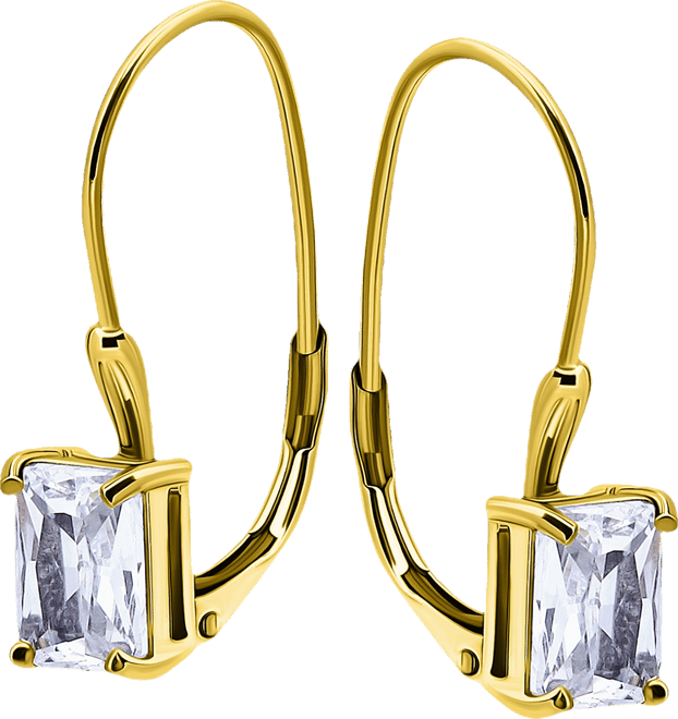 Cubic Zirconia Octagon Leverback Drop Earrings in 18k Gold-Plated Sterling Silver, Macy's Exclusive