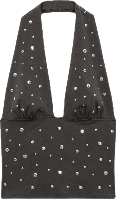 Women's Metallic Appliques Halter Top