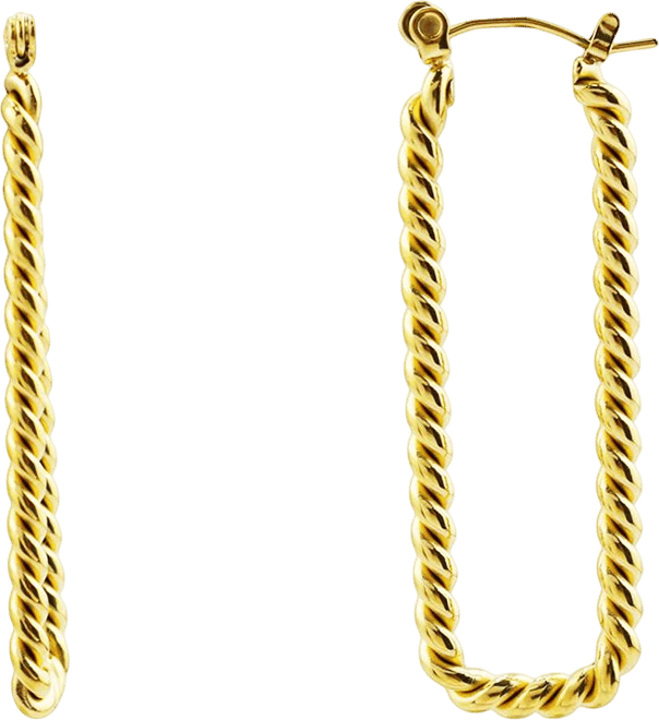 Rectangle Twist Hoop Earring