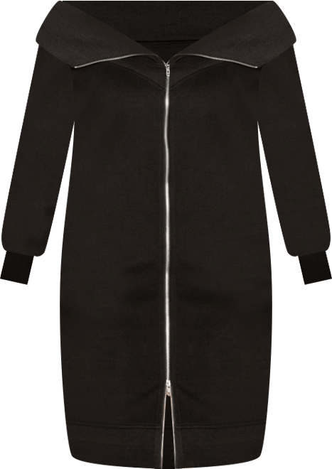 Women's Plus Size Off Shoulder Zip-up Sweater Dress