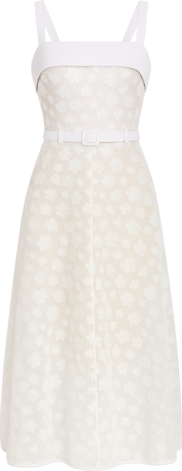 Women's Mesh Sequin Belted Midi Dress