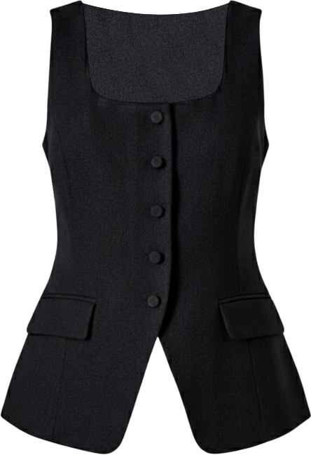 Women's Tweed Buttoned Scoop Neck Vest