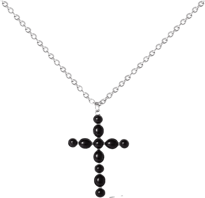 Ox Silver Black Cross Necklace