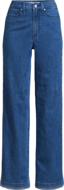 Women's Petite Soft Denim High Rise Wide Leg Braided Jeans