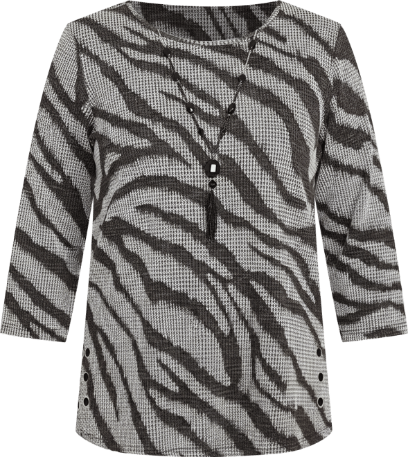 Women's Jet Setter Animal Houndstooth Top with Necklace