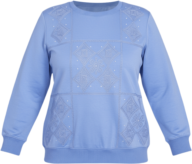 Women's Casual Vibe Embroidered Patchwork Long Sleeve Top