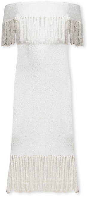 Women's Plus Size Textured Fringe Sweater Dress