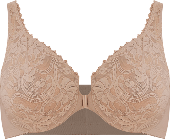 Women's Full Figure Plus Size Wonderwire Front Close Stretch Lace Bra 9245