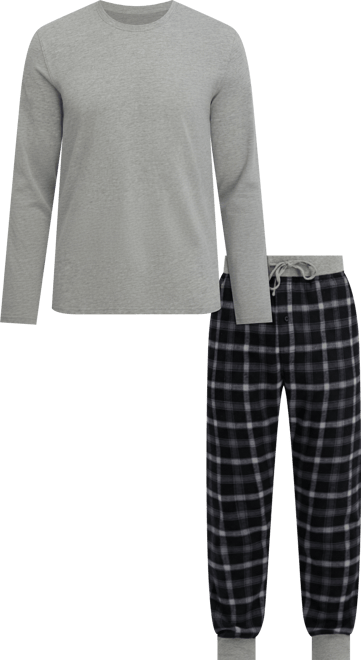 Men's Long Sleeve Crew Flannel Sleep Set