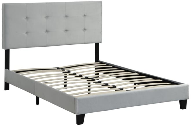 Streamdale Cream Upholstered Queen Platform Bed with Tufted Headboard