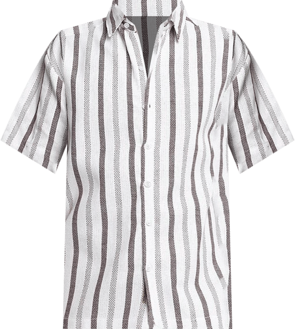Men's Ivory White & Burgundy Red Pencil-Striped Shirt
