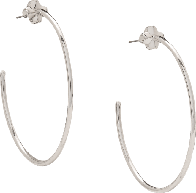 Spade Flower Medium Hoop Earrings, 1.63"