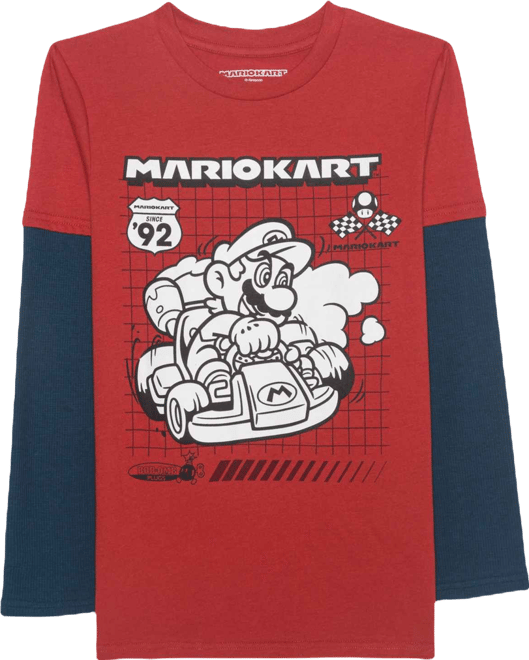 Boys 5-20 Lets Go Karting Long Sleeve Twofer T-Shirt