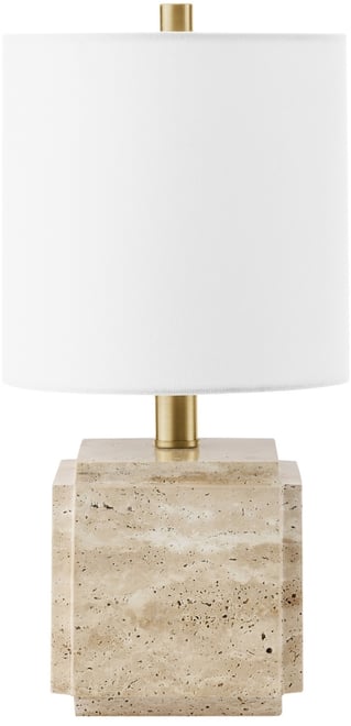 Pacha 15.5" Metal Stone Table Lamp with Fabric Shade