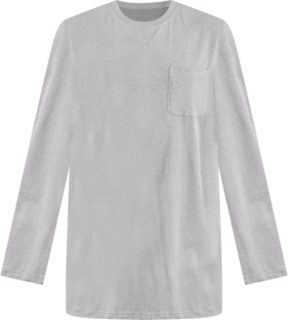 Men's Big & Tall Shrink-Less Lightweight Longer-Length Long-Sleeve Crewneck Pocket Tee