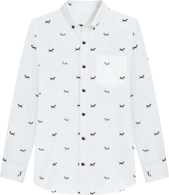 Men's Basset Hound Print Brushed Cotton Button-Down Shirt, Macy's Exclusive