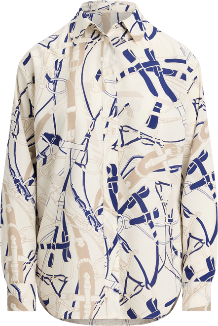 Petite Relaxed-Fit Belting-Print Shirt