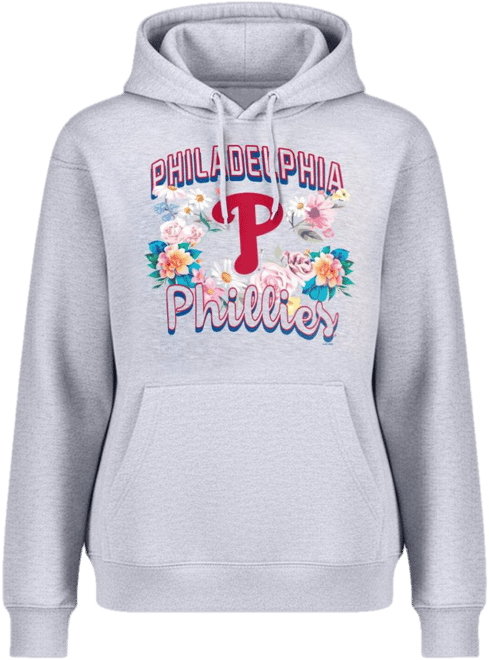 Women's Heather Gray Philadelphia Phillies Flowers Graphic Pullover Hoodie