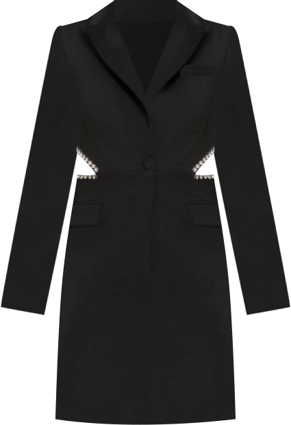 Women's Crepe Blazer Rhinestone Trim Mini Dress