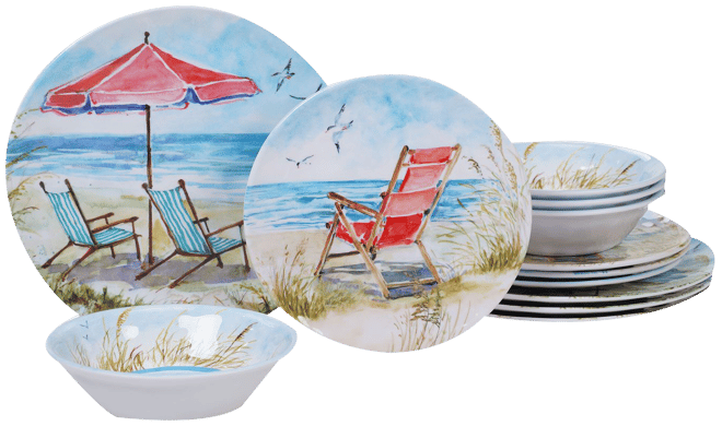 Beach themed melamine clearance dinnerware