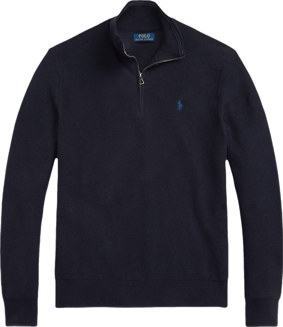 トップス MESH POLO WINTER MOSS S Polo Ralph Lauren Men's Mesh-Knit Cotton Quarter-Zip Sweater