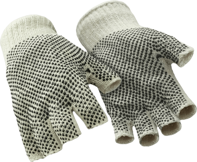 Men's Midweight Double Sided Fingerless Dot Grip Work Gloves (Pack 12 Pairs)