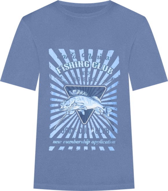 Big & Tall Denim Blue Fishing Club Graphic Tee