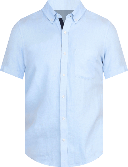 Men's Solid Linen Short Sleeve Button Down Shirt