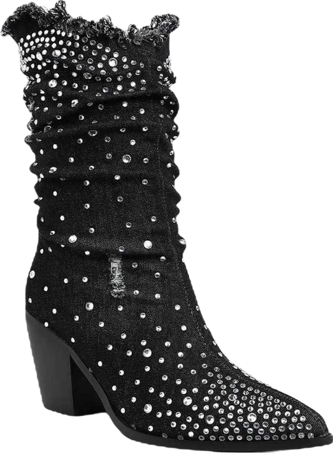 Savant Diamante & Rhinestones Denim Boots