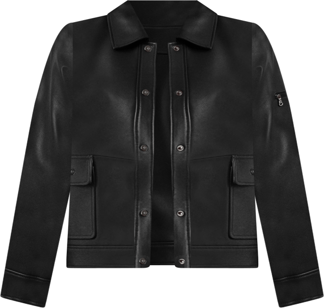 Women's Buttoned Leather Jacket