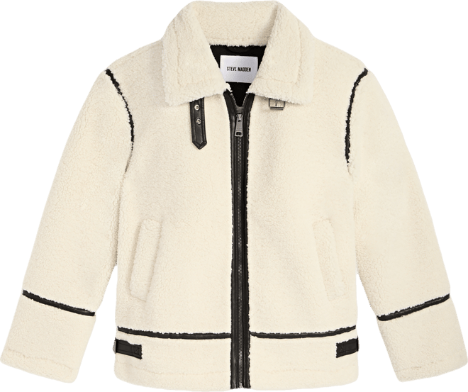 Women's Faux-Sherpa Faux-Leather-Trim Coat