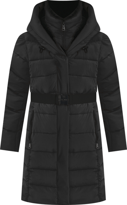 Women's Belted Asymmetrical Zip Front Puffer Coat