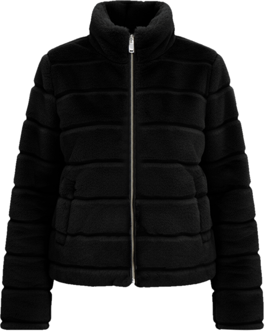 Women's Grooved Short Faux Fur Jacket