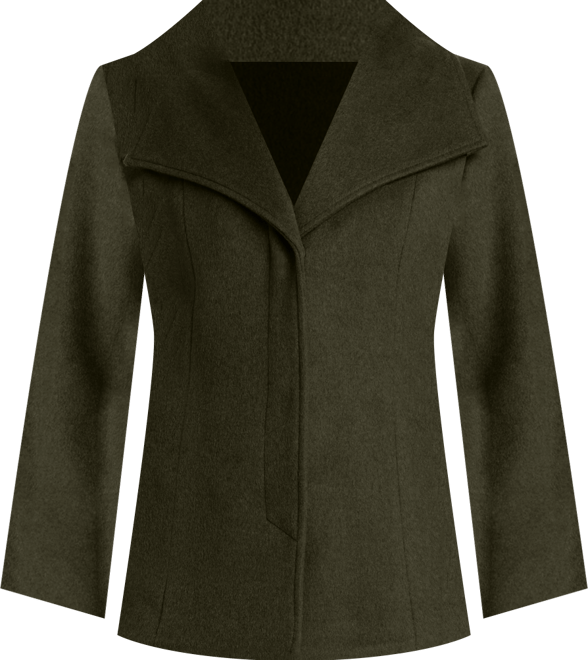 Women's Short Wool Coat With Fixed Bib