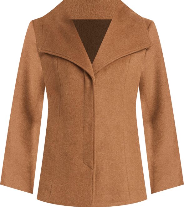 Women's Short Wool Coat With Fixed Bib